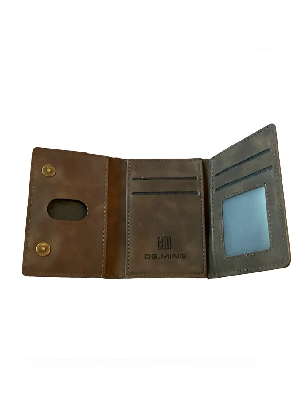 DG Ming Trifold Wallet Magnet Brown Attachment Replacement Compact Leather Like